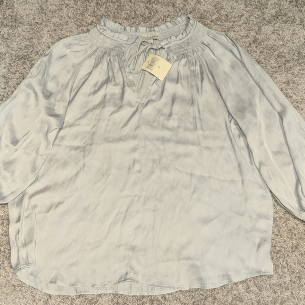 Lucky brand satin loose silver blouse